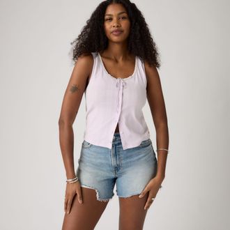Levi's Dry Goods Pointelle Lace Tank Top - Womens - XS - Blue