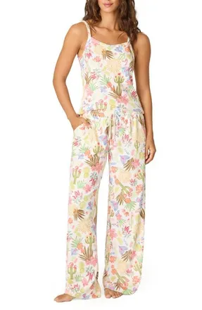 PJ Salvage Feelin Prickly Stretch Jersey Pajamas in Ivory at Nordstrom, Size X-Small