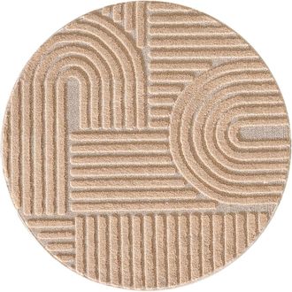 Nazar Rugs Alfombra de relieves geom&eacute;tricos rosa redonda - d200 cm