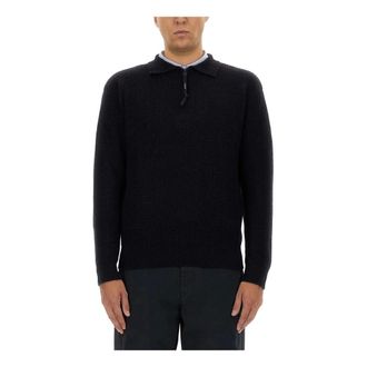 Aspesi Round-neck Knitwear, male, Blue, Size: XL M171 Round-neck Sweater