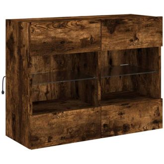 vidaXL Vidaxl - tv Wall Cabinet with led Lights Smoked Oak 78.5x30x60.5 cm