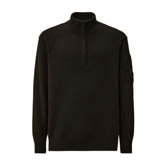 C.P. Company Wool Half-Zip Jumper - male - C.P. Company - Turtlenecks - Black - XL - Knitwear