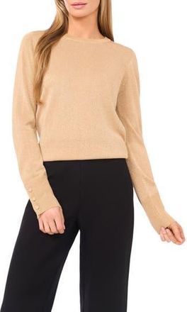 Halogen Rhinestone Button Sweater in Warm Truffle Lurex at Nordstrom Rack, Size X-Small