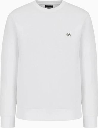 Emporio Armani Hoodies & sweatvesten, Heren, Wit, M, Katoen, Double-jersey Sweatshirt met Micro Logo Patch