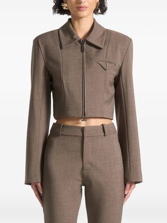 Mani&egrave;re De Voir wide-shoulder zip jacket - Brown