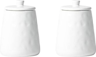 10 Strawberry Street Set Of 2 Artisan Angular Small Ceramic Canisters