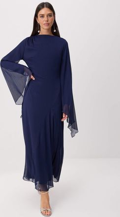 Trendyol Modest Dames Donkerblauw Effen Maxi Lang Stijlvol/Avond Recht Modest Jurken