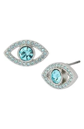 Kurt Geiger Pav&eacute; Evil Eye Stud Earrings in Blue at Nordstrom Rack