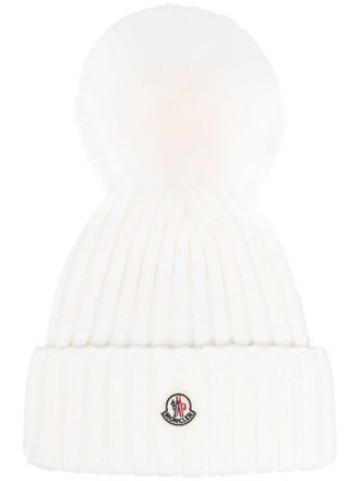 Moncler pom-pom detail beanie - women - Modacrylic/Polyester/Virgin Wool - One Size - White