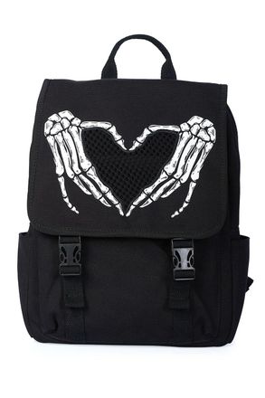 Banned Apparel Black Punk Gothic Emo Skeleton Hands Darkest Love Unisex Backpack