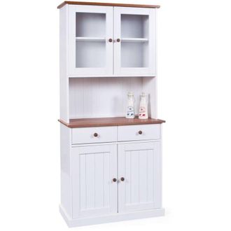 Dmora Credenza Dmccart, Madia 4 Ripiani, 2 Cassetti, 45x90x181h cm Bianco