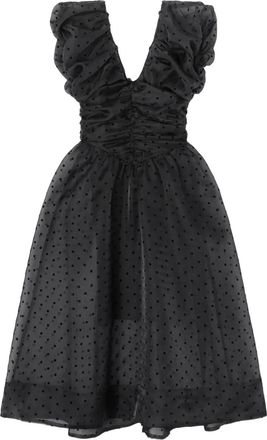 Ganni Abito corto a pois con ruches - Nero