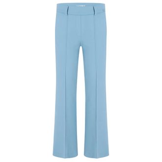 Cambio Broeken, Dames, Blauw, L, Comfortabele Francoise Cropped Broek met Elastische Taille