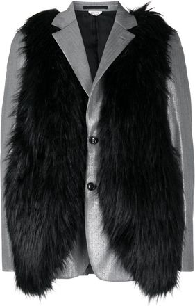 Comme Des Garçons faux-fur wool blazer - men - Cupro/Polyester/Acrylic/Wool - M - Silver