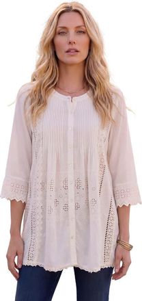 Roaman's Eyelet Big Shirt in White at Nordstrom, Size 12