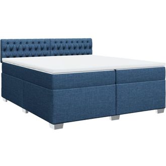 vidaXL Cama Box Spring Con Colch&oacute;n Tela Azul 200x200 Cm Vidaxl