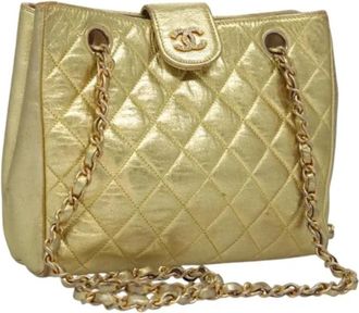 Chanel Pre-owned Vintage Nylon Schoudertas - Dames - Vintage Schoudertas - Geel - ONE Size - Nylon - Vintage