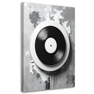 Feeby Cuadro Sobre Lienzo, M&uacute;sica De Discos De Vinilo En Blanco Y Negro, 70x100