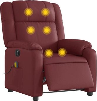 vidaXL Vidaxl - Sill&oacute;n Masaje Reclinable El&eacute;ctrico Cuero Sint&eacute;tico Rojo Tinto