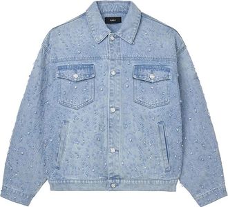 Purple Embellished Trucker Jacket - Heren - Spijkerjassen - Blauw - M - Katoen - Jassen