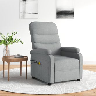vidaXL Sill&oacute;n De Masaje El&eacute;ctrico Tela Gris Claro Vidaxl