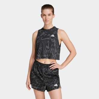 adidas Tanktop ADIDAS PERFORMANCE TRAIN ESSENTIALS ALLOVER PRINT WORKOUT, Damen, Gr. L, schwarz, Obermaterial: 70% Polyester, 30% Viskose, Rundhals, Tops Tan