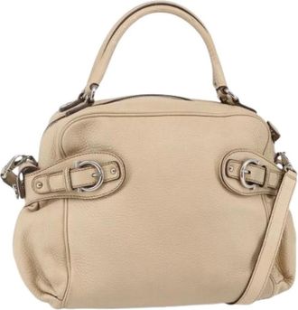 Ferragamo Pre-owned Handbags, female, Beige, Size: ONE SIZE Pre-owned Leather Handbag