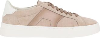 Santoni Sneaker Double Buckle in pelle - Heren - Sneakers - Beige - 43 EU - Leer - Schoenen