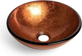 Saniclass Pesca Waskom - 30x10,5cm - rond - gehard glas - bruin rood