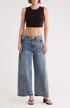 Democracy AbSolution High Waist Wide Leg Pants in Mid Blue Artisanal at Nordstrom Rack, Size 14