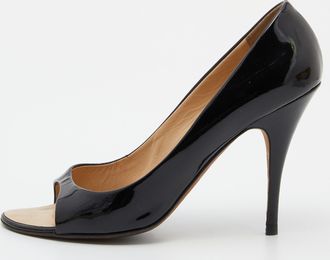 Giuseppe Zanotti Black Patent Leather Open Toe Pumps