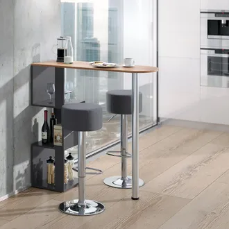 Vicco Tavolo Bar Con Sgabelli Vincent, Quercia Dorata, 113 X 39.8 Cm Con 2 Sgabelli Da Bar Vicco