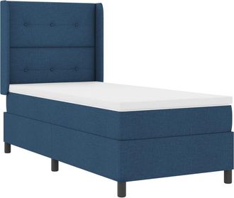 vidaXL Box Spring Bed with Mattress Blue 90 x 200 cm Fabric Vidaxl