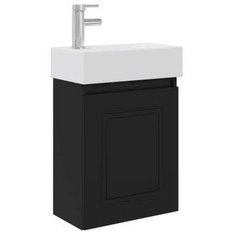 vidaXL M&oacute;dulo De Ba&ntilde;o Con Grifer&iacute;a Negro 45,5 X 22,5 X 84 Cm Vidaxl