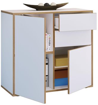 VCM Caja De Cajones De Madera Sideboard Con Puertas Giratorias Y Cajones Muebles De Oficina Al. 74 X An. 80 X T. 33cm - Salia (blanco) - Vcm