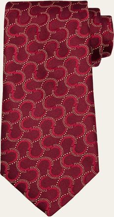 Charvet Mens Swirl-Pattern Silk Tie