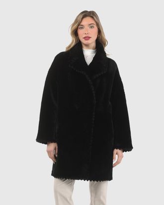 Gorski REVERSIBLE SELECT SHEARLING LAMB JACKET WITH EMBROIDERD TRIM