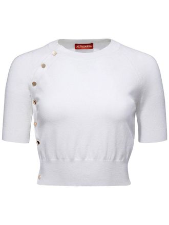 Altuzarra short-sleeve knitted crop top - women - EcoVero Viscose (LENZING)/Polyester - M - White