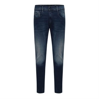 Replay Mens Anbass Slim-Fit Jeans in Blue Cotton - Size 32W/34L