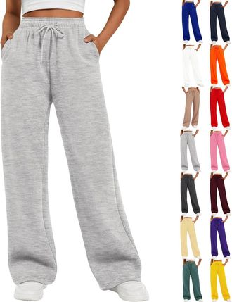 Generic Joggers for Women UK Womens Clothing Wide Leg Trousers Sweatpants Lounge Pants Tracksuit Bottoms Baggy Ladies Trousers Jogging Bottoms Fleece Lined St