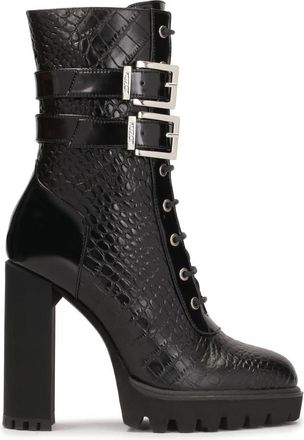 Kazar Laarzen met hoge hakken en hoog bovenwerk. Dit product valt klein uit. - Dames - Laarzen met Hak - Zwart - 39 EU - Leer - Schoenen