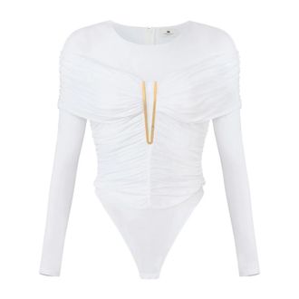Elisabetta Franchi Body van lichtgewicht cr&ecirc;pe jersey - Dames - Tops - Wit - Maat: S Jersey