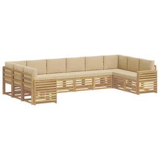vidaXL Conjunto De Sof&aacute;s De Exterior 10 Uds. Y Beige Poli&eacute;ster Vidaxl