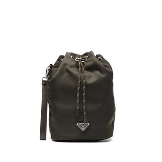 Prada Drawstring Logo-plaque Clutch Bag