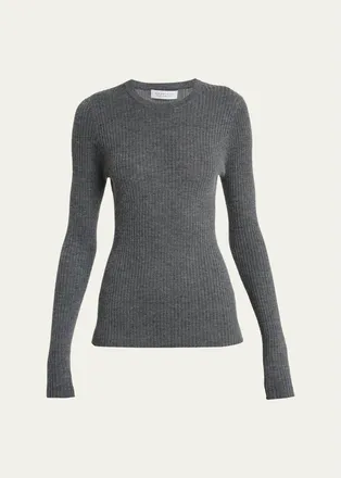 Gabriela Hearst Browning Cashmere-Silk Rib Crewneck Sweater