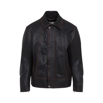 Golden Goose Brown Point Collar Leather Jacket