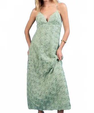 endless rose Lace Spaghetti Strap Maxi Dress In Sage
