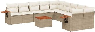 vidaXL Set De Sof&aacute;s De Jard&iacute;n 11pzas Con Cojines Rat&aacute;n Sint&eacute;tico Beige Vidaxl