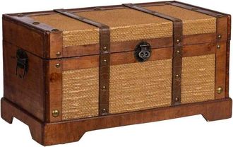 Wanderlust Deco Ba&uacute;l De Madera Marr&oacute;n 43x23x22