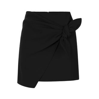 Elisabetta Franchi Minifalda de crep&eacute; ligero con lazo - Skirts - Mujer - Negro - S